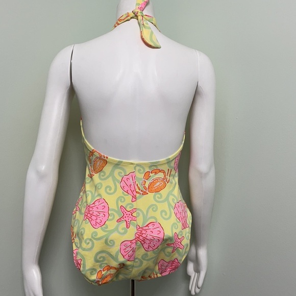 Lilly Pulitzer Sunrise Sandbar one piece yellow halter swimsuit - Picture 5 of 9